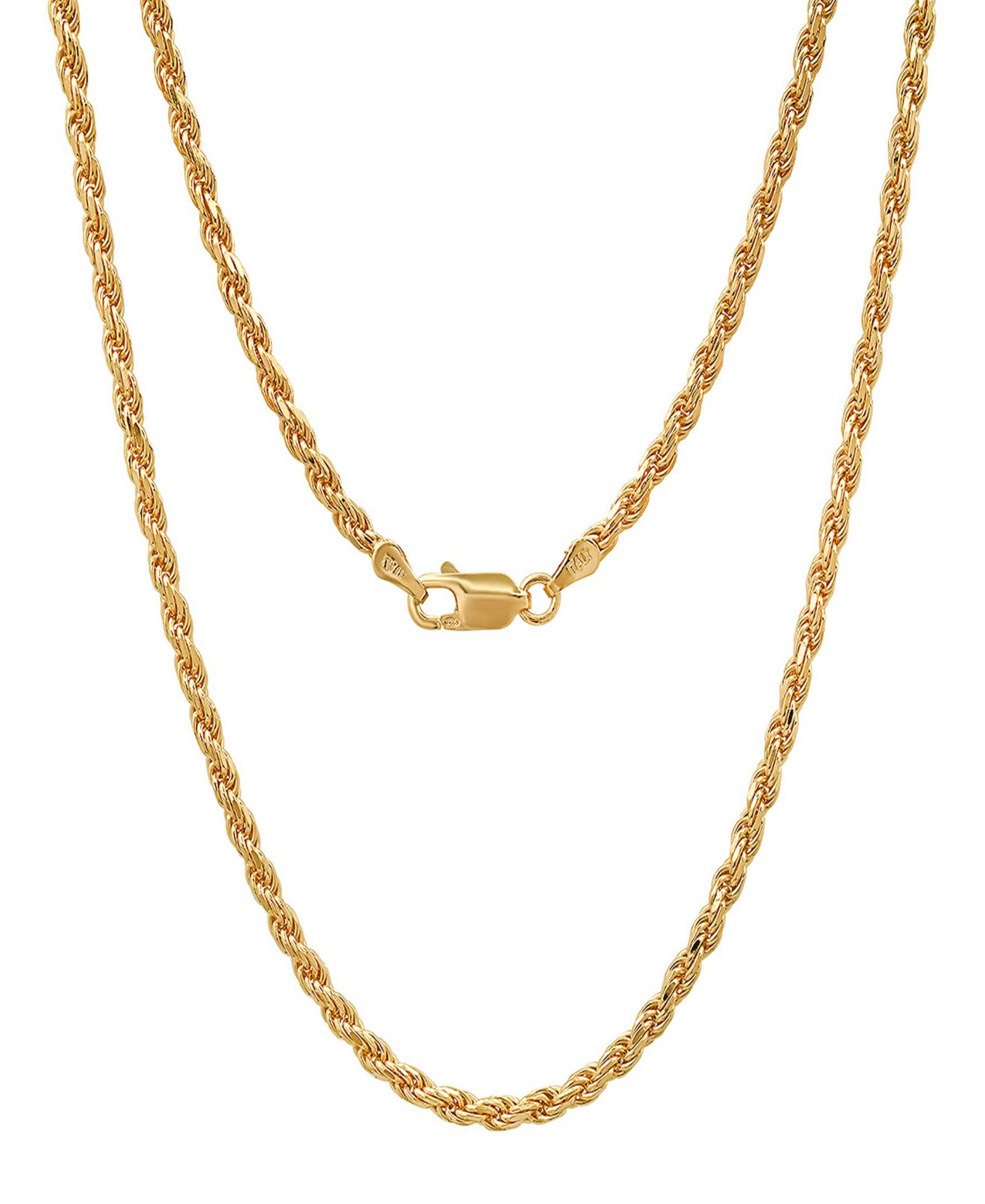 Унисекс золотая цепь Steeltime 14K Gold Plated Rope Chain