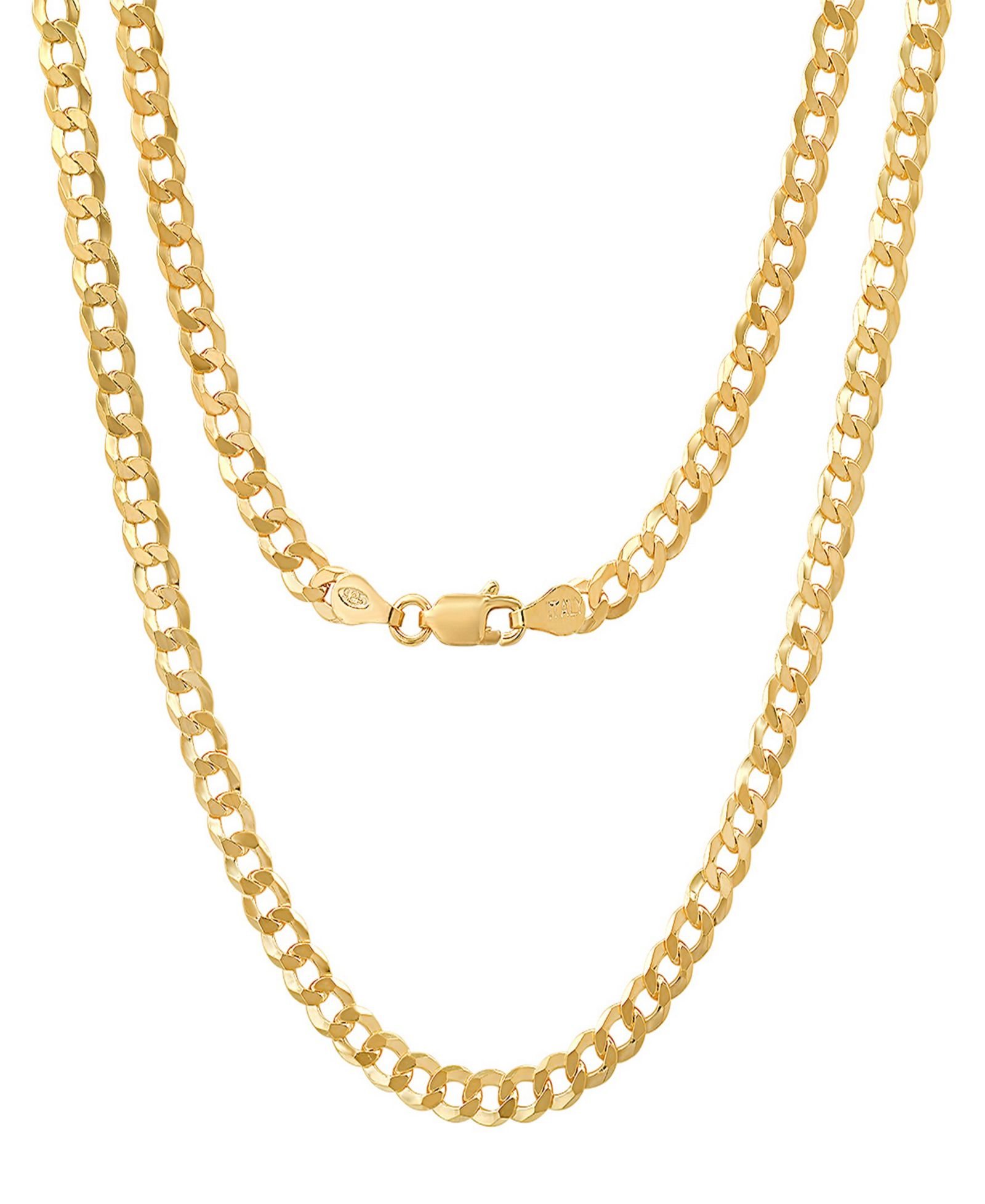 Унисекс цепь-ожерелье Steeltime 14K Gold Plated Diamond Cut Curb Link
