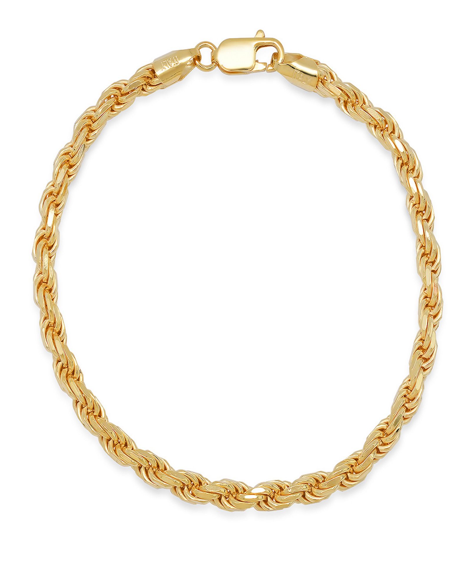 Steeltime Unisex 14K Gold Plated Sterling Silver Rope Chain Bracelet