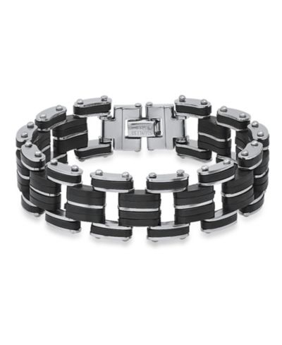 Мужской браслет Steeltime из нержавеющей стали и черной резины для велосипеда