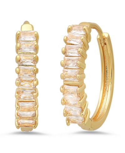 Женские серьги-кольца Steeltime 18K Gold Plated Brass с имитацией бриллиантов