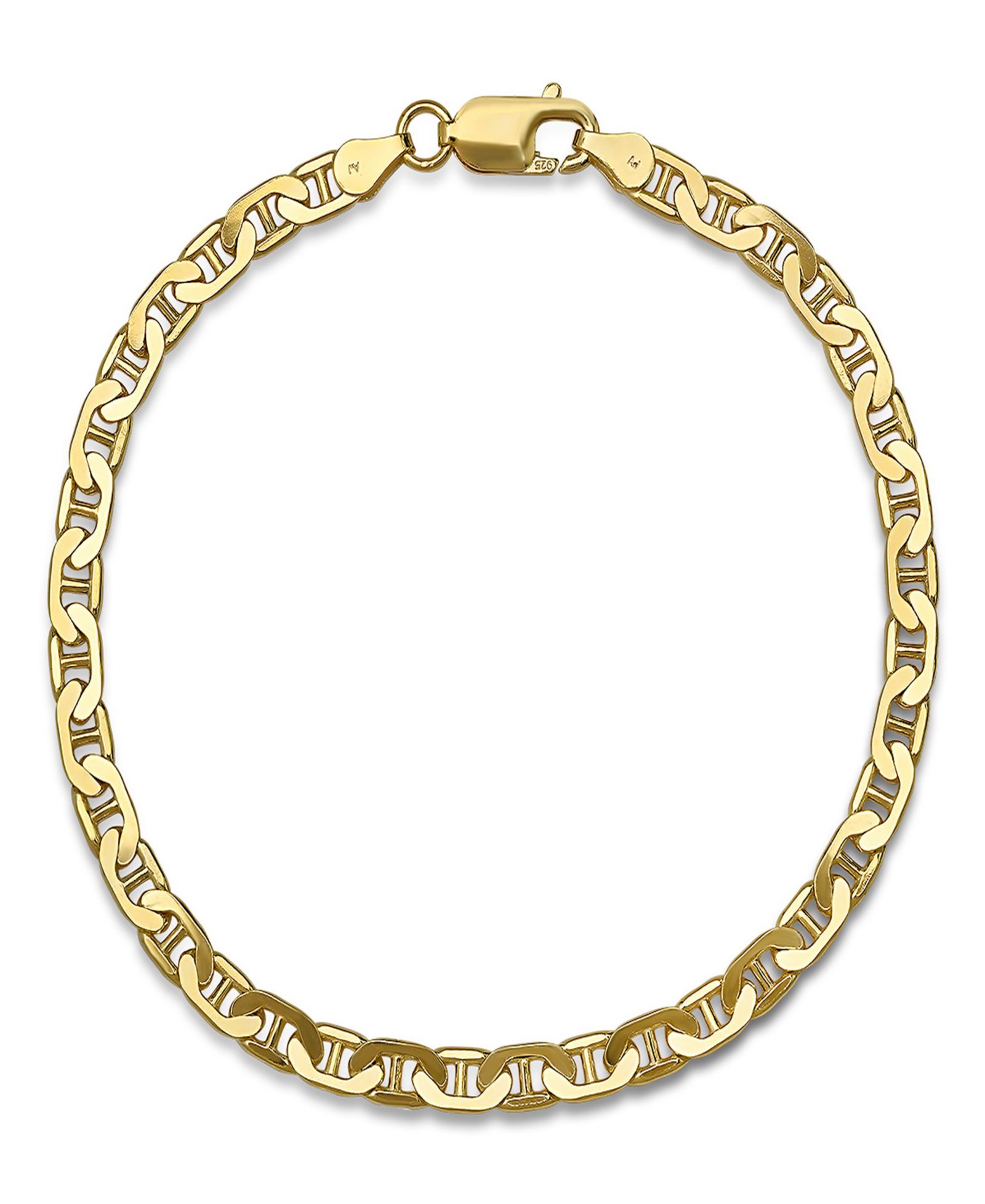 STEELTIME Унисекс браслет 120 Mariner Superflat 8.5" из стерлингового серебра с напылением 14K Gold Plated
