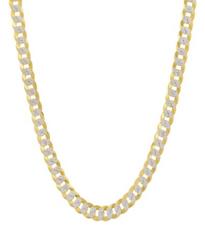 Steeltime Unisex Sterling Silver and 18K Gold Plated Diamond Cut Curb Link Necklace