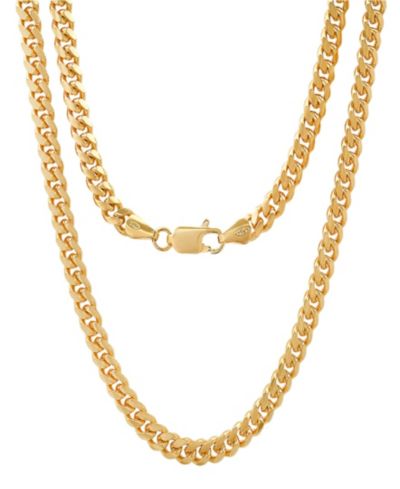 Унисекс цепь-ожерелье Steeltime 14K Gold Plated Cuban Link