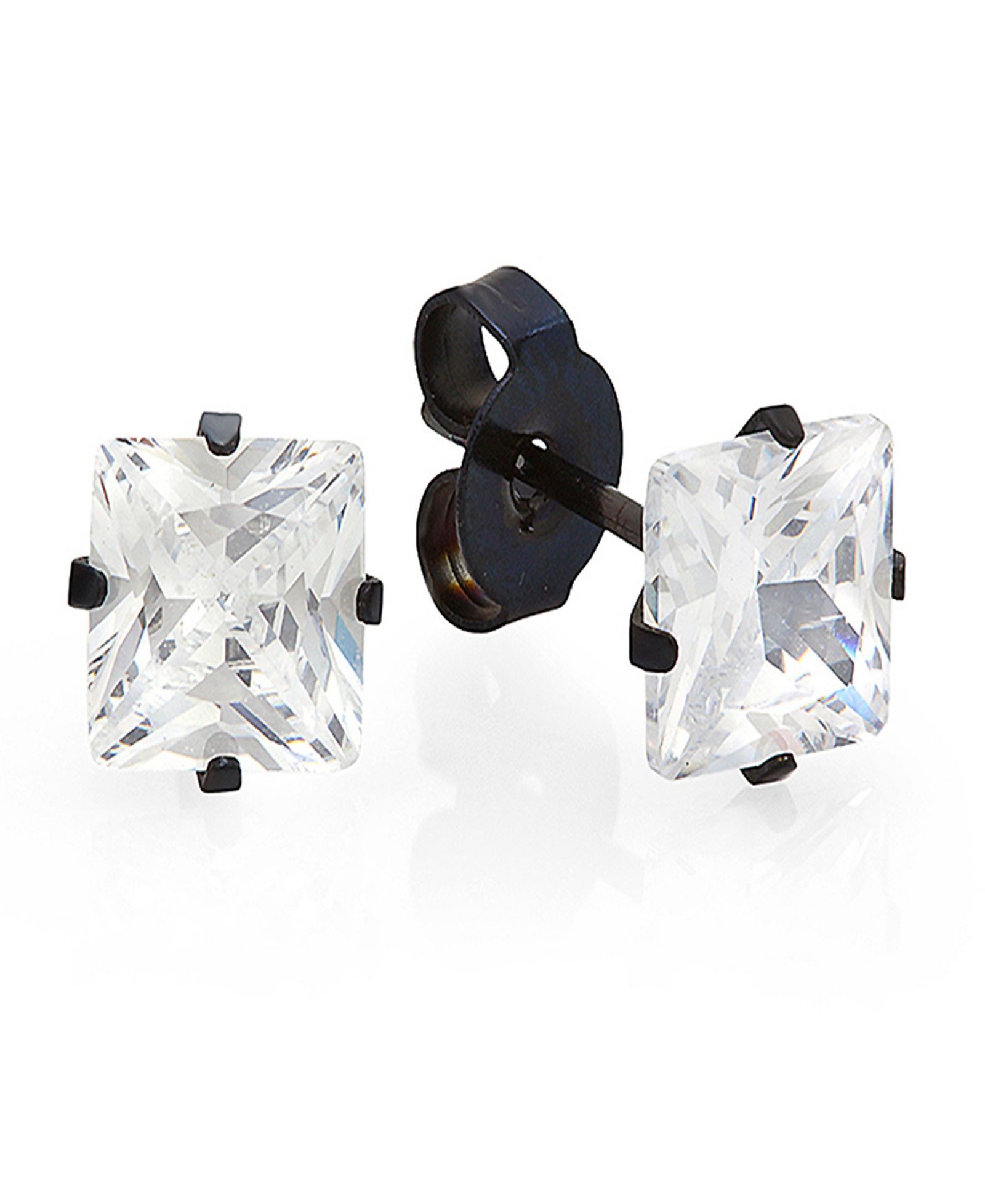 Steeltime Women's Black Ip Stainless Steel and Simulated Diamonds Stud Earrings
