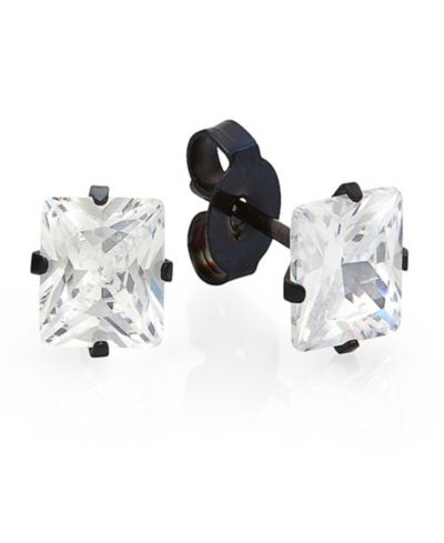 Женские серьги-гвоздики Steeltime из нержавеющей стали с имитацией бриллиантов, черные