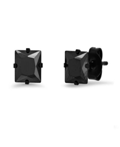 Серьги-гвоздики Steeltime Women's Black Ip Stainless Steel and Simulated Black Diamonds