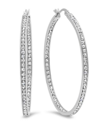 Женские серьги-кольца Steeltime из нержавеющей стали с имитацией бриллиантов