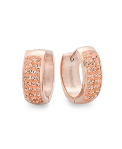 Серьги-кольца Steeltime, с покрытием 18K Rose Gold