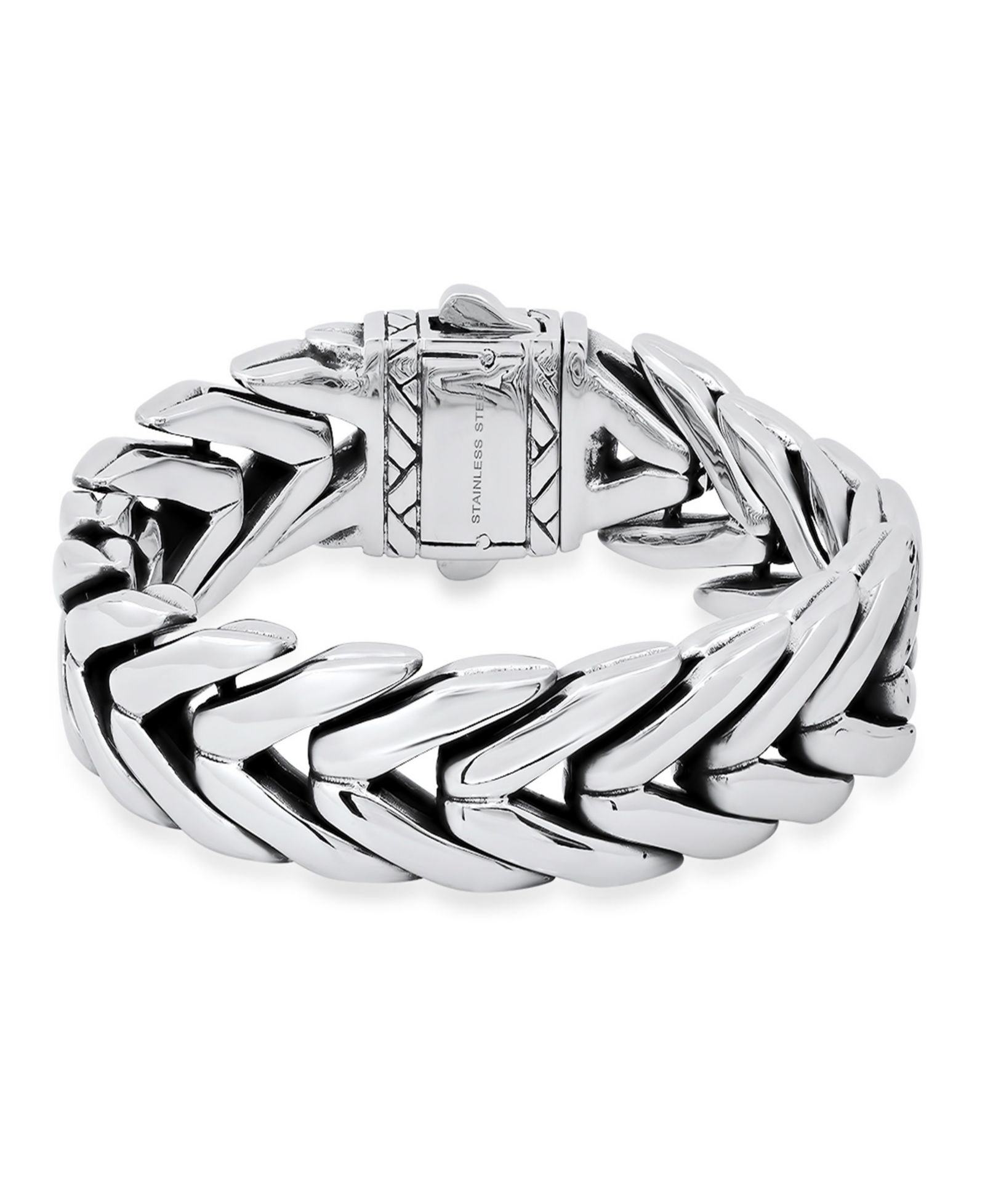 Steeltime Men’s Heavy Oxidized Stainless-Steel Wheat Chain Bracelet