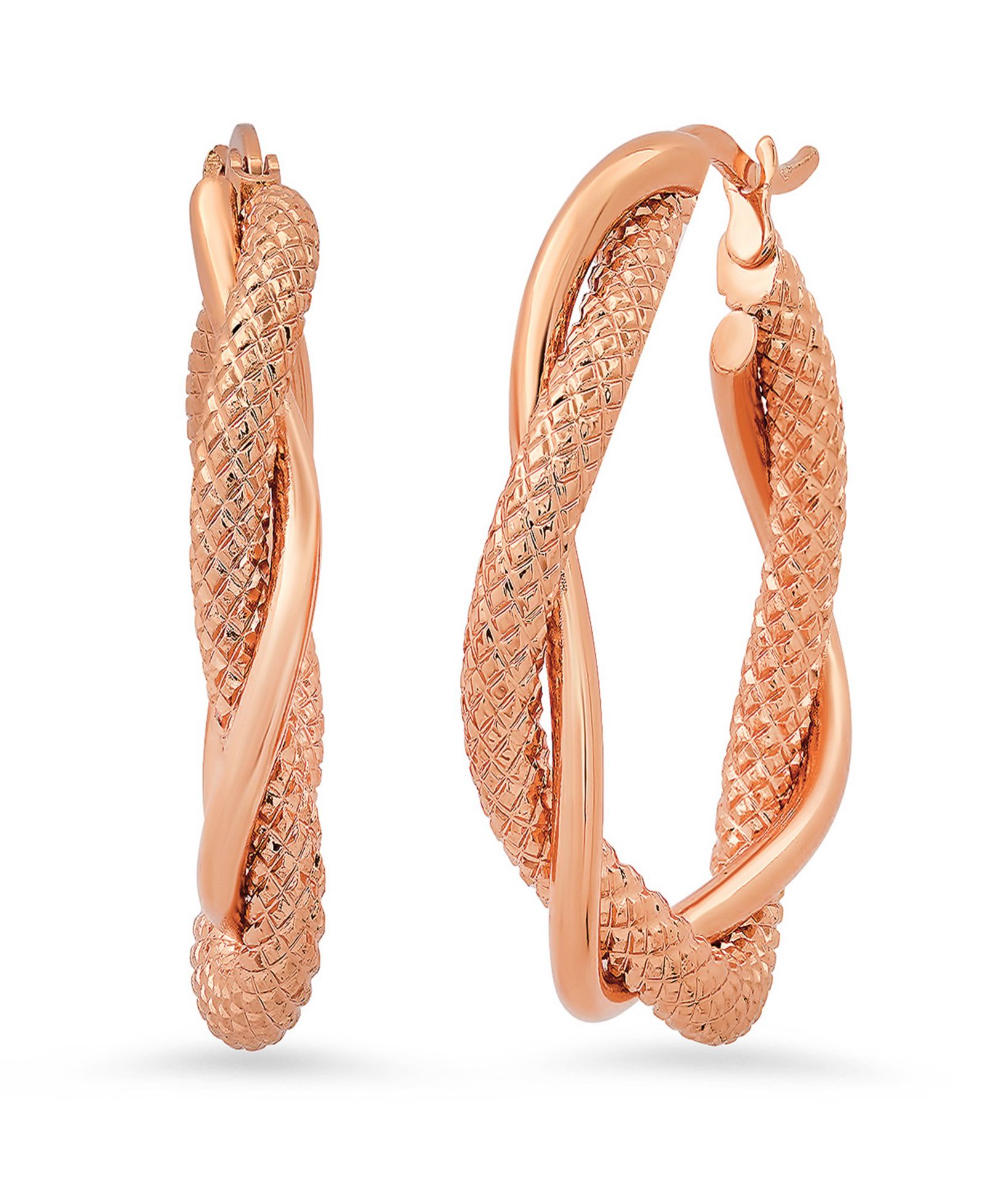 Серьги-кольца Steeltime Women's Stainless Steel Twisted Double Layered