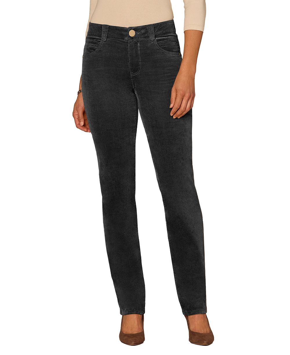 Democracy Petite "Ab"solution Mid-Rise Corduroy Straight-Leg Jeans