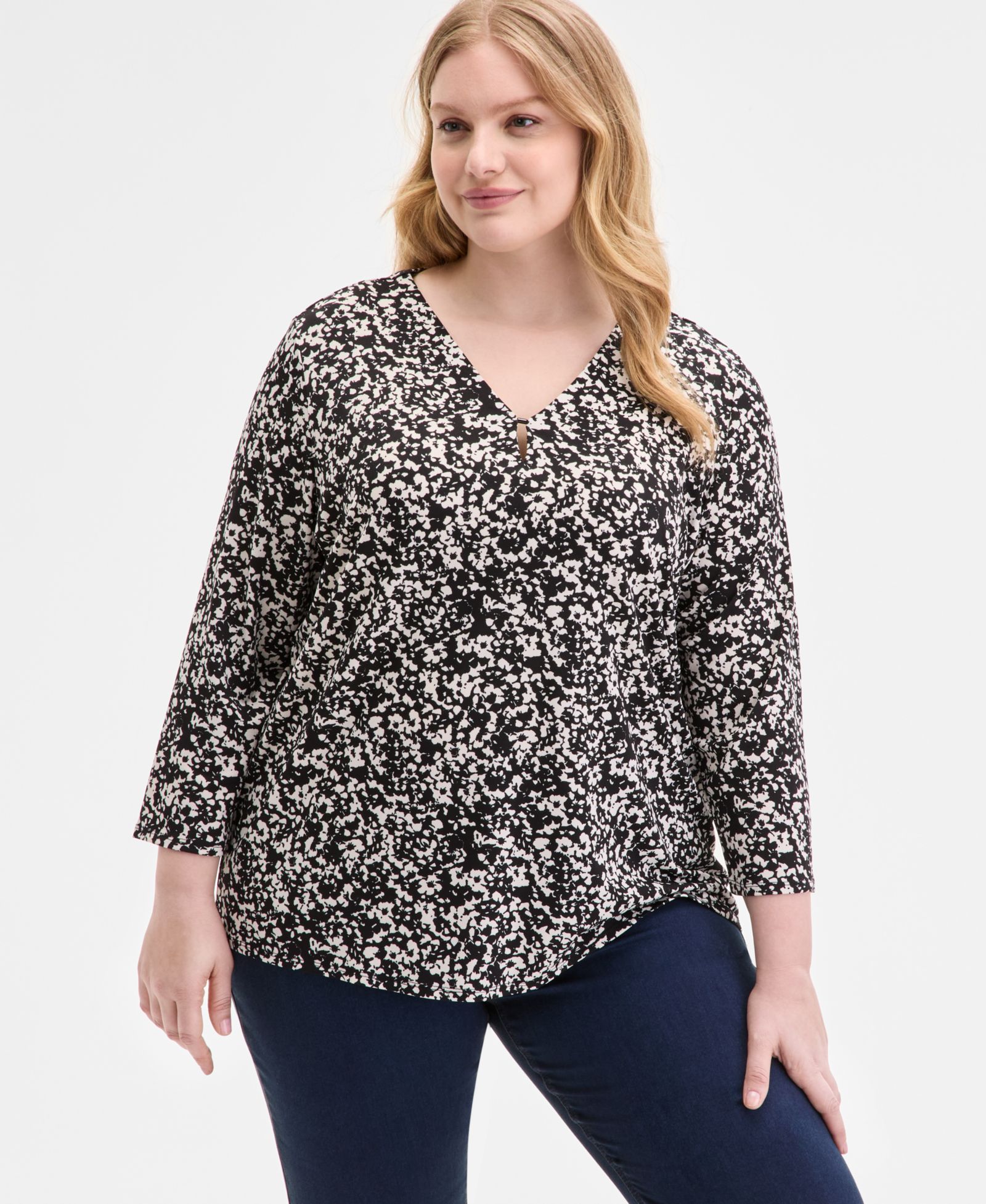 Jones New York Plus Size Floral-Print Top