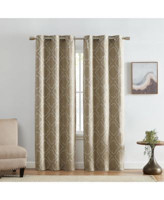 Elrene Home Fashions Valian Lattice Embroidered Blackout Window Curtain Panel, Set of 2