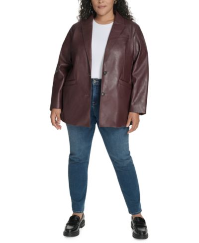 Levi's® Plus Size Faux-Leather Peak-Lapel Blazer