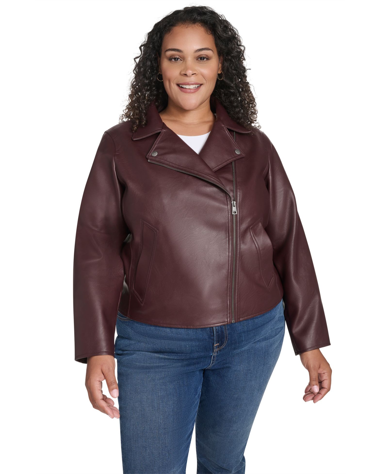Levi's Plus Size Faux-Leather Long Sleeve Moto Jacket