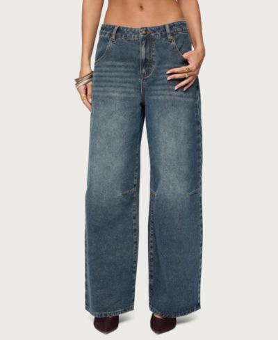 Edikted Women's Santi Low Rise Wide Leg Jeans