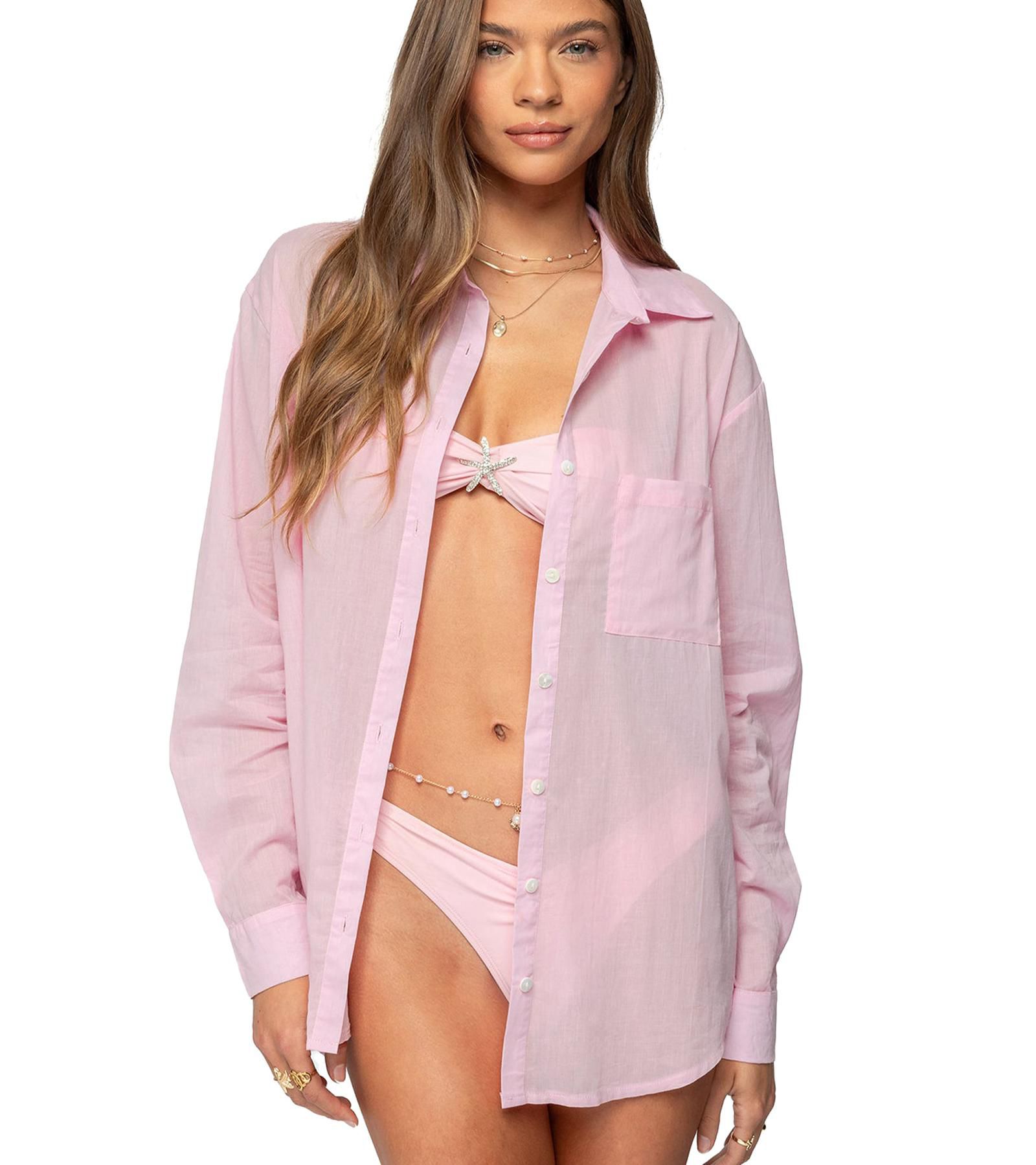 Женская рубашка Edikted Kellen Oversized Cotton Button Up