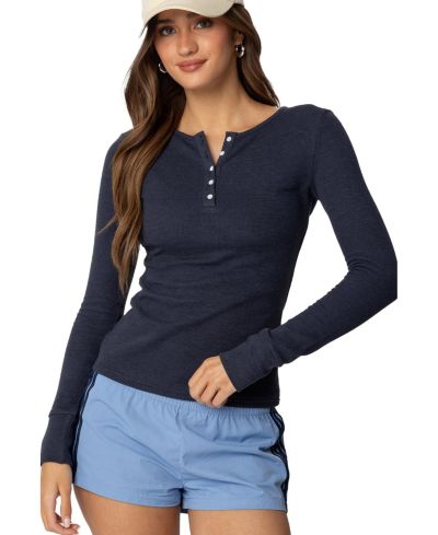 Edikted Женская футболка Helaine Waffle Henley