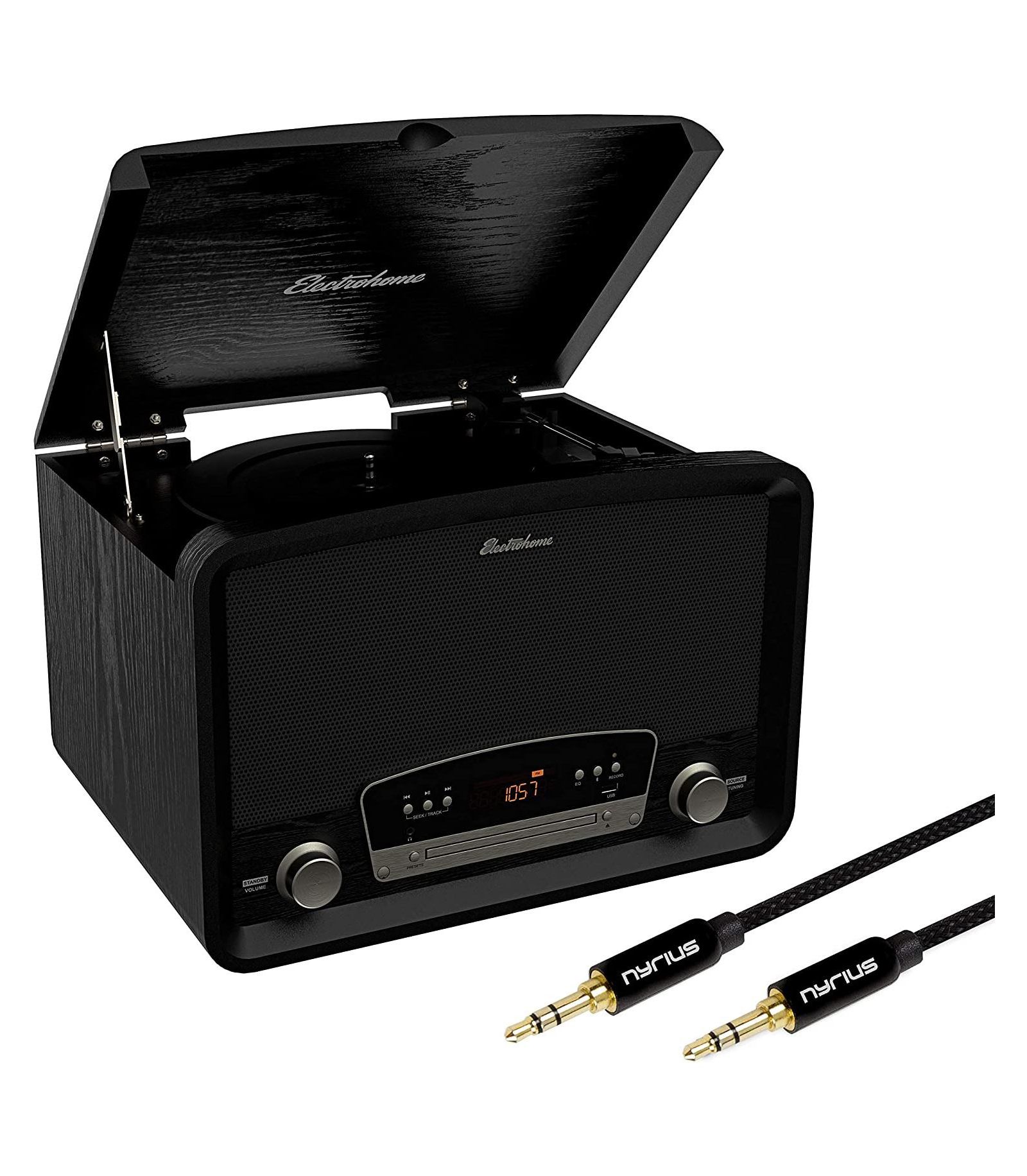 Electrohome Kingston RR75C 7-in-1 Bluetooth 3-Speed Turntable Stereo System