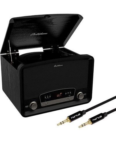 Electrohome Винтажная стереосистема 7-в-1 с проигрывателем 3 скорости, Bluetooth, AM/FM, CD, Aux/RCA/выход на наушники, бонусный кабель 3.5 мм, RR75