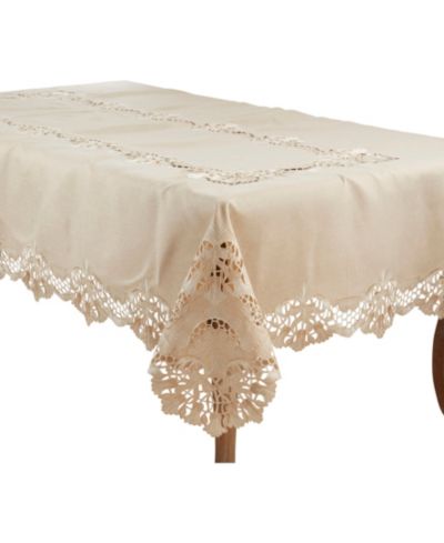 Saro Lifestyle Delicate Embroidery Tablecloth, 65" x 104"