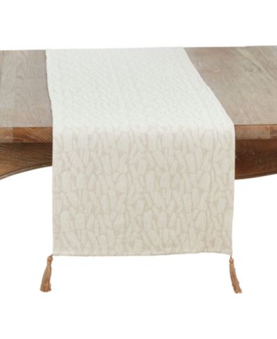 Saro Lifestyle Mixed Linen Jacquard Table Runner, 16" x 72"