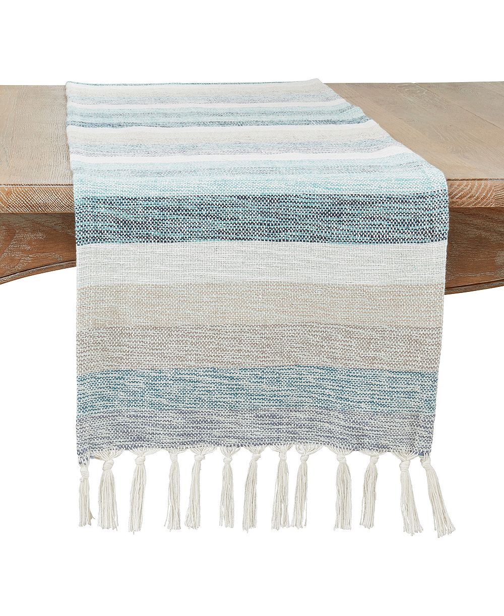 Saro Lifestyle Fringed Stripe Table Runner, 16" x 108"