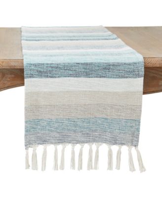 Saro Lifestyle Fringed Stripe Table Runner, 16" x 120"