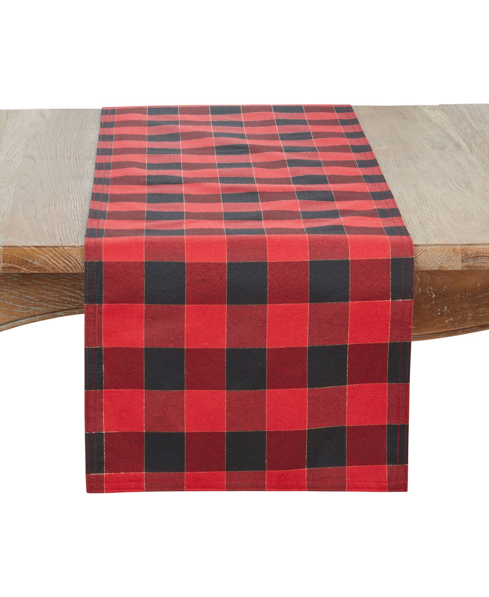 Saro Lifestyle Shimmer Stitch Plaid Table Runner, 16" x 72"