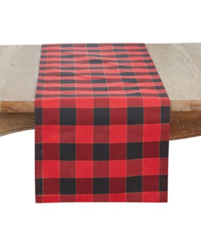 Saro Lifestyle Shimmer Stitch Plaid Table Runner, 16" x 72"