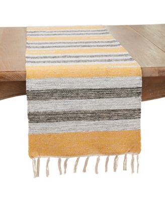 Saro Lifestyle Fringe Edge Striped Table Runner, 16" x 90"