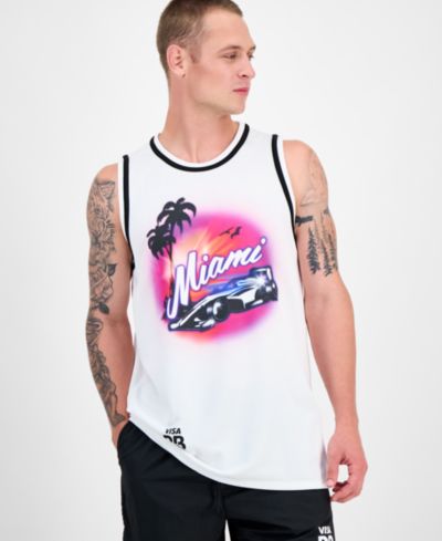 HUGO by Hugo Boss Men's Miami Drapes Slim Fit Textured Graphic Tank