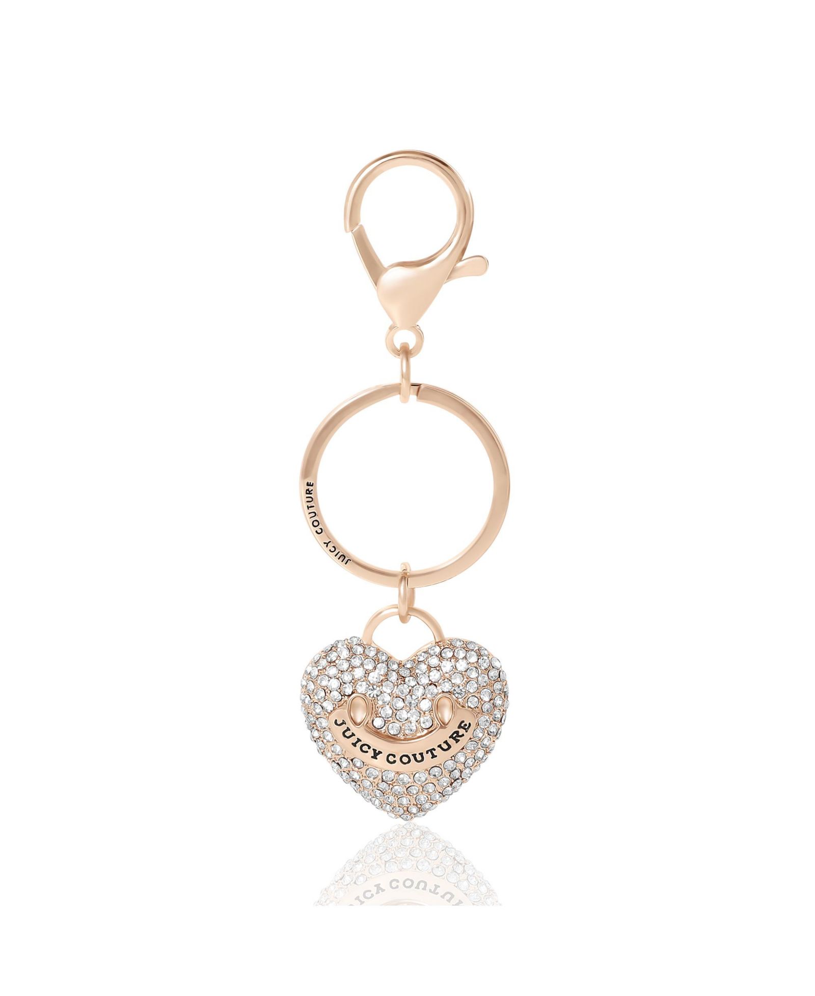 Juicy Couture Heart Keychains with Clear Pave Crystals, Bling Keychains for Women