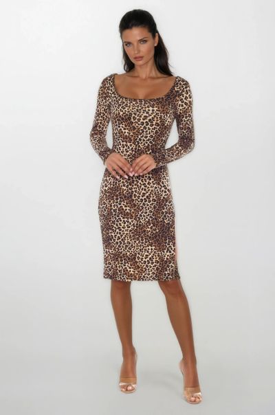 Bebe Women's Print DTY Long Sleeve Maxi Dress