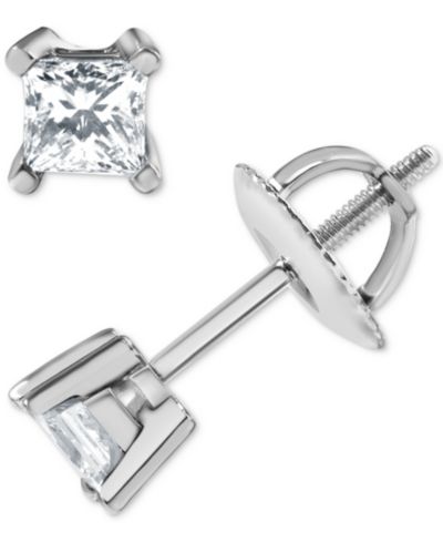 Серьги-гвоздики Diamond Princess-Cut в белом золоте 14k (1/3 ct. t.w.)