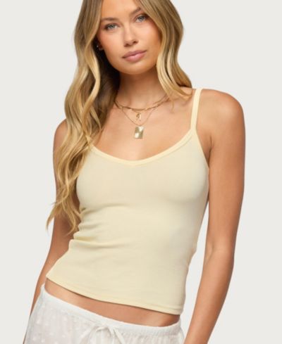 Edikted Women's Aspyn V Neck Ribbed Tank Top