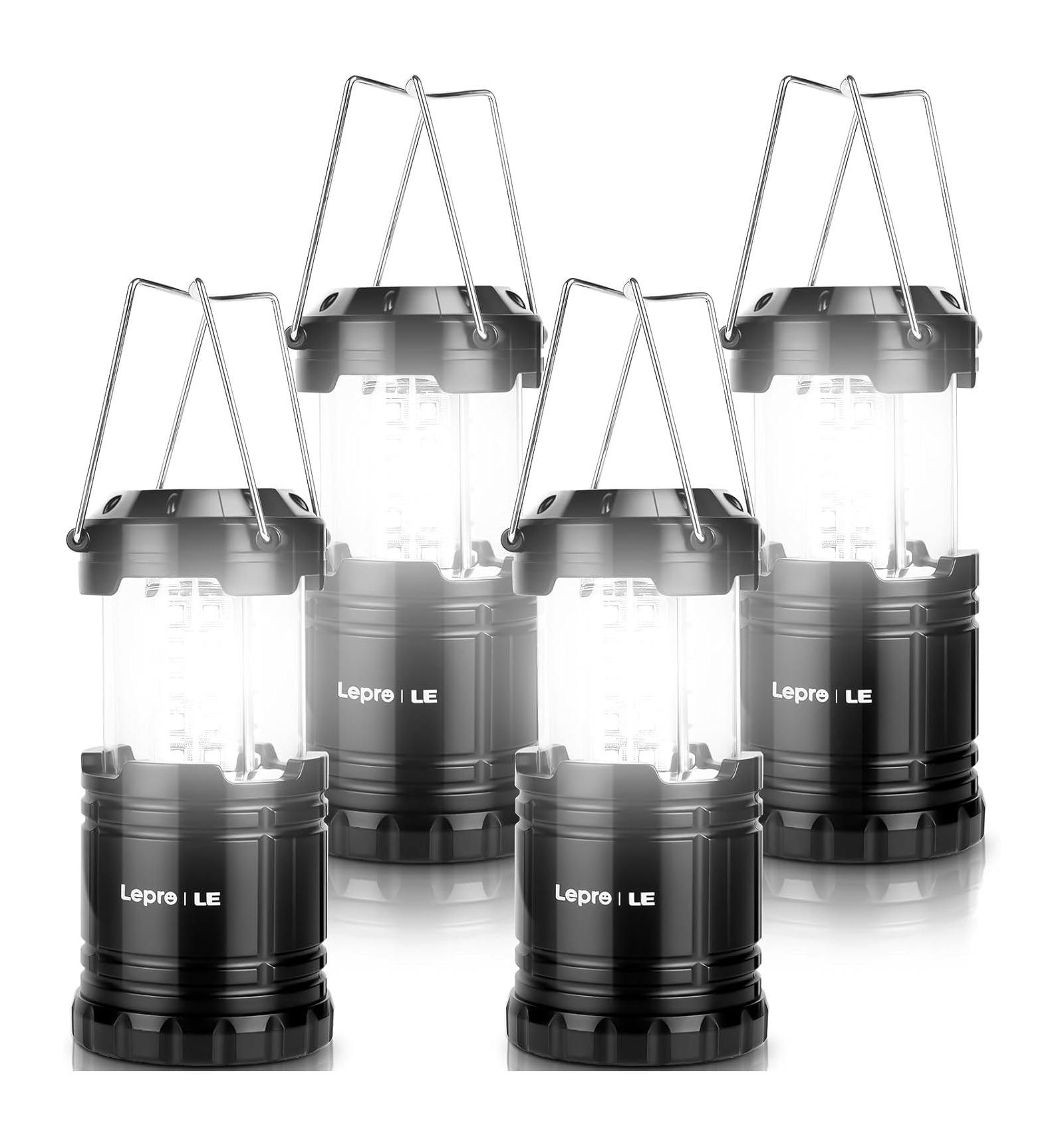 Lepro LED Camping Lanterns Battery Powered, Collapsible, IPX4 Water Resistant, Outdoor Portable Lights for Emergency, Hurricane, Storms and Outages