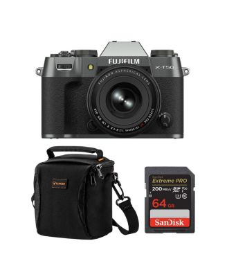 Беззеркальная камера Fujifilm X-T50, объектив XF 16-50mm f/2.8-4.8 R LM WR, комплект с картой памяти 64GB SDXC, сумка Alpine 120