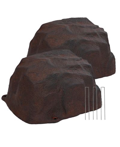 Декоративный камень для сада Sunnydaze Decor Polyresin Landscape Rock Septic Cover с колышками, 2 шт