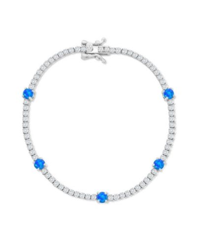Браслет с синтетическим опалом и CZ Sterling, круглый