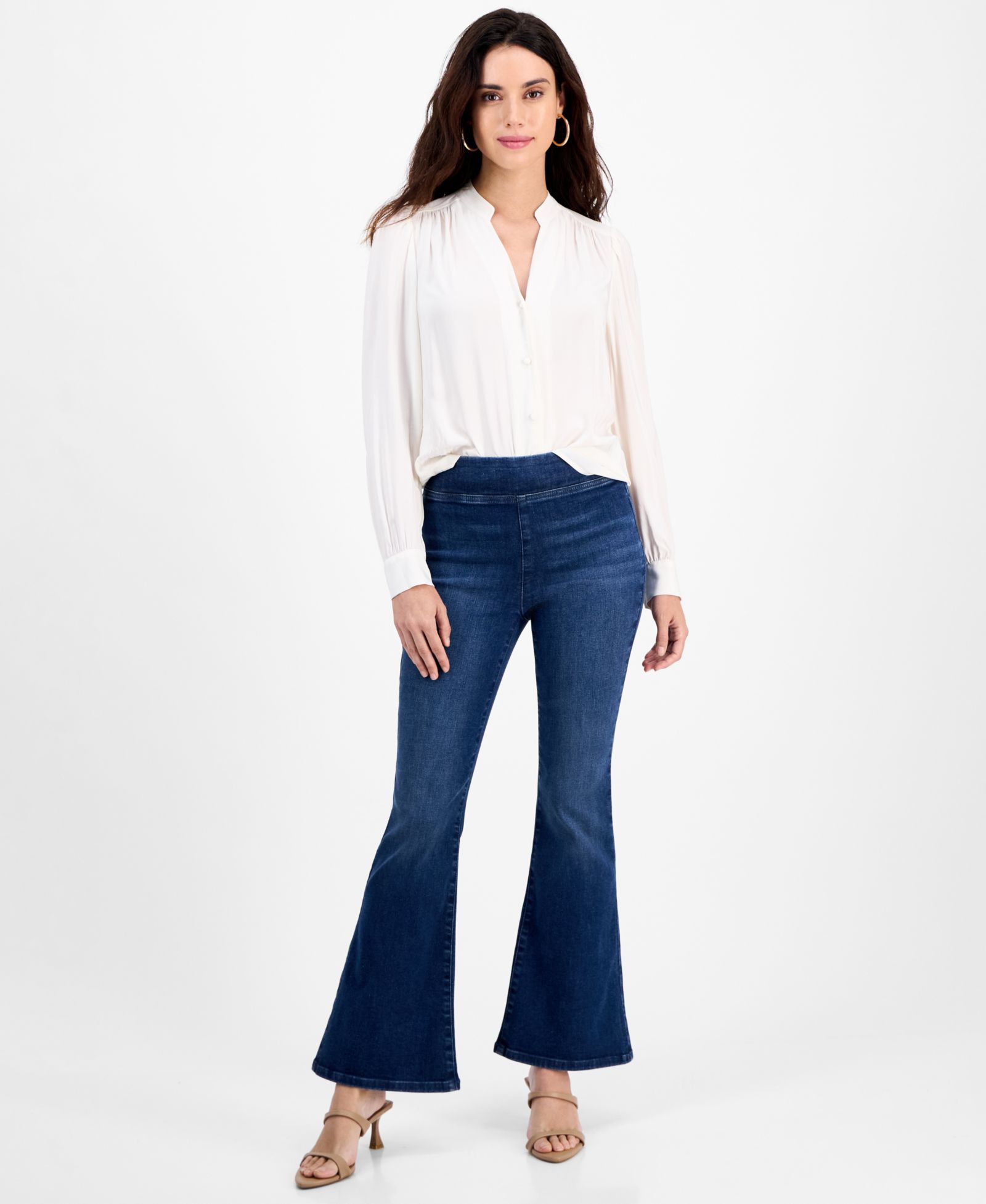 I.N.C. International Concepts Petite Flared-Leg Pull-On Jeans, Macy's Exclusive