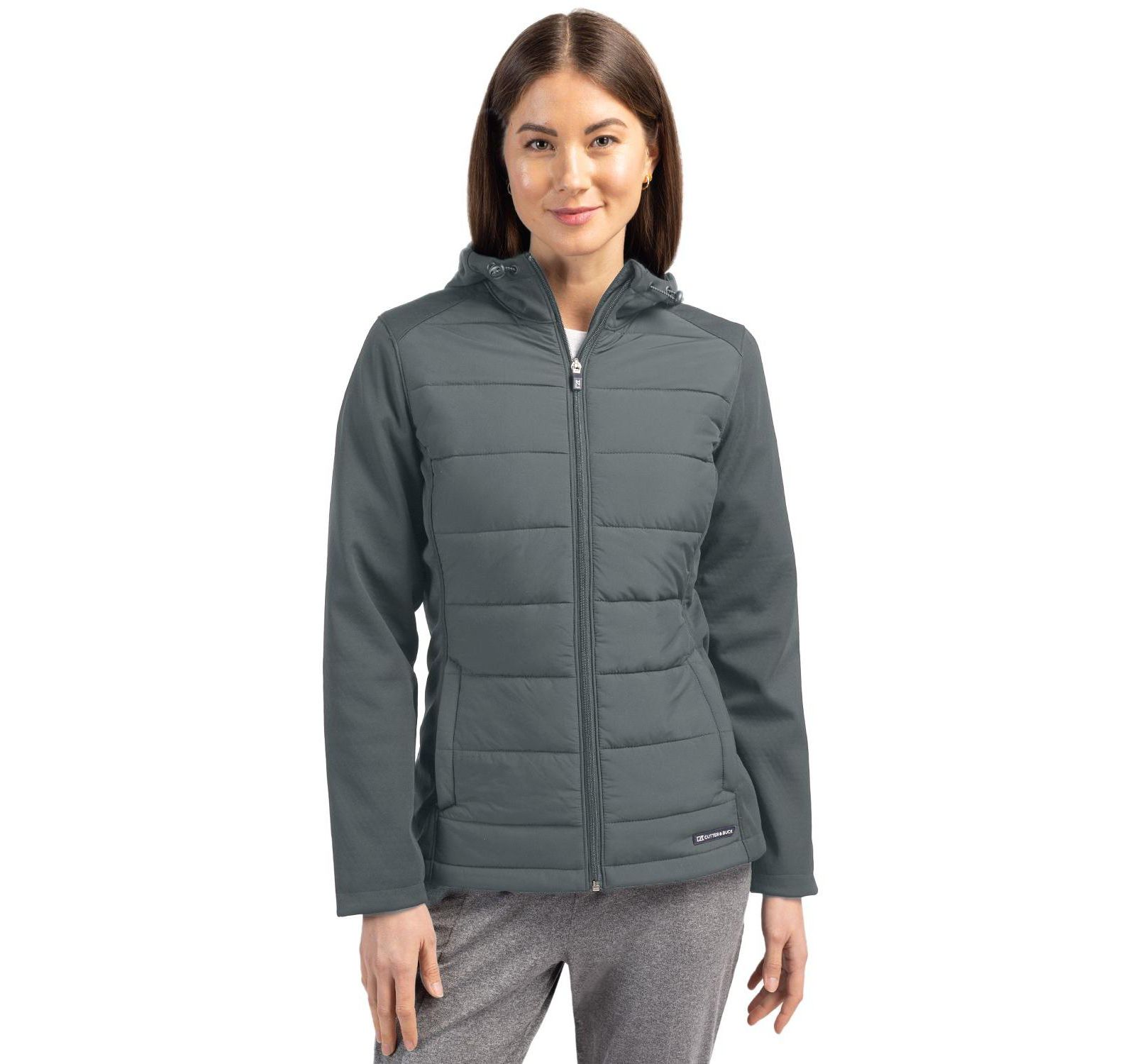 Cutter & Buck Women's Cutter and Buck Evoke Hybrid Softshell Full Zip Hooded Long SleeveJacket