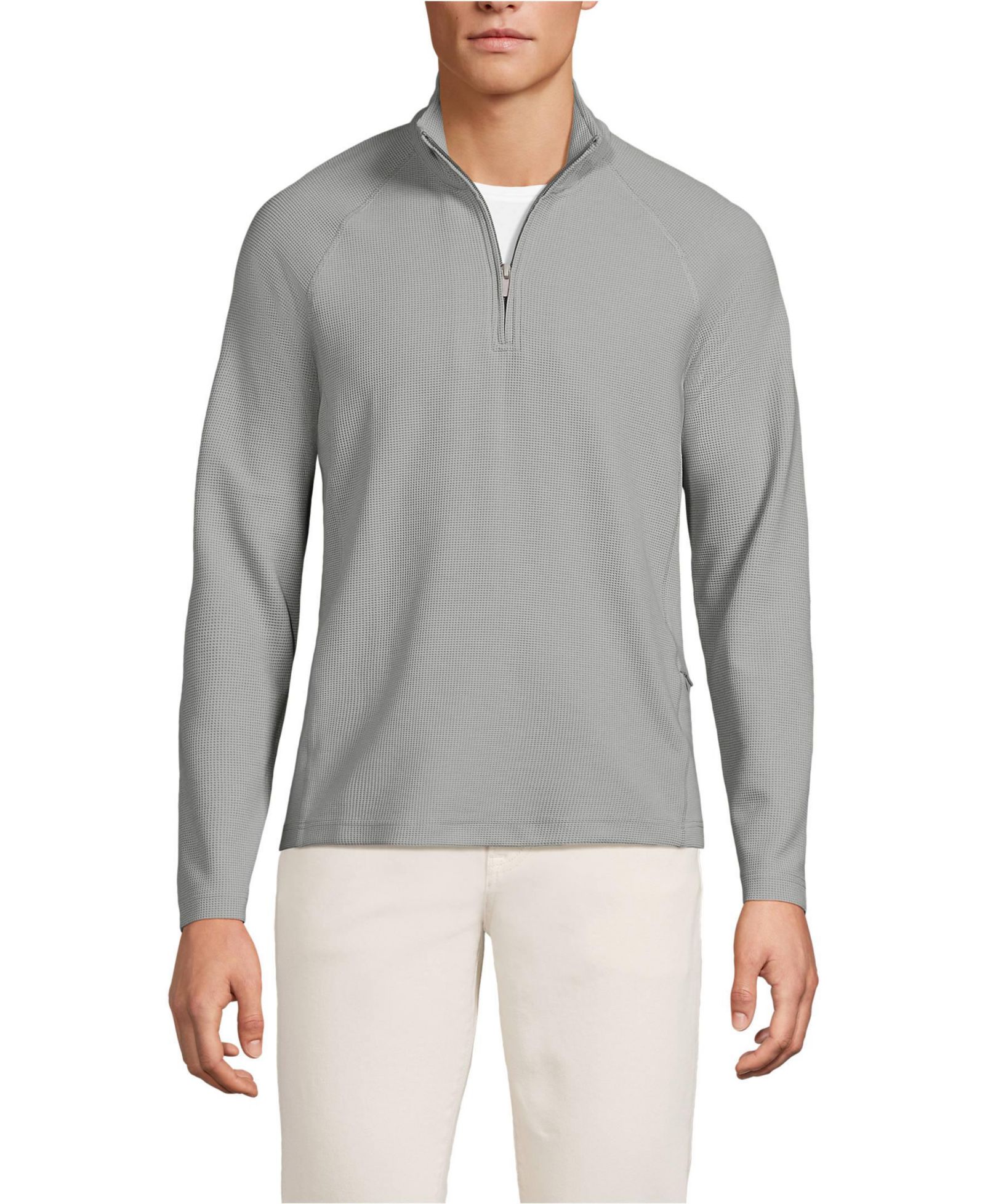Lands' End Men's Long Sleeve Waffle Quarter Zip
