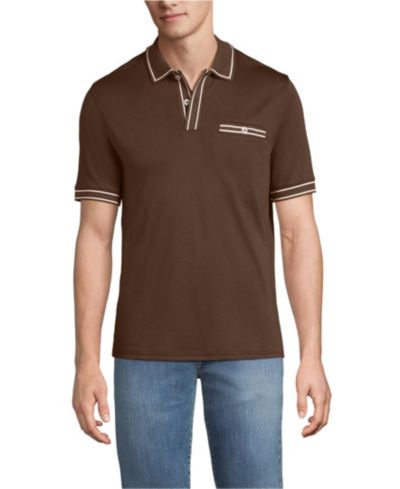 Мужское поло Lands' End Short Sleeve Tipped Welt Pocket Supima
