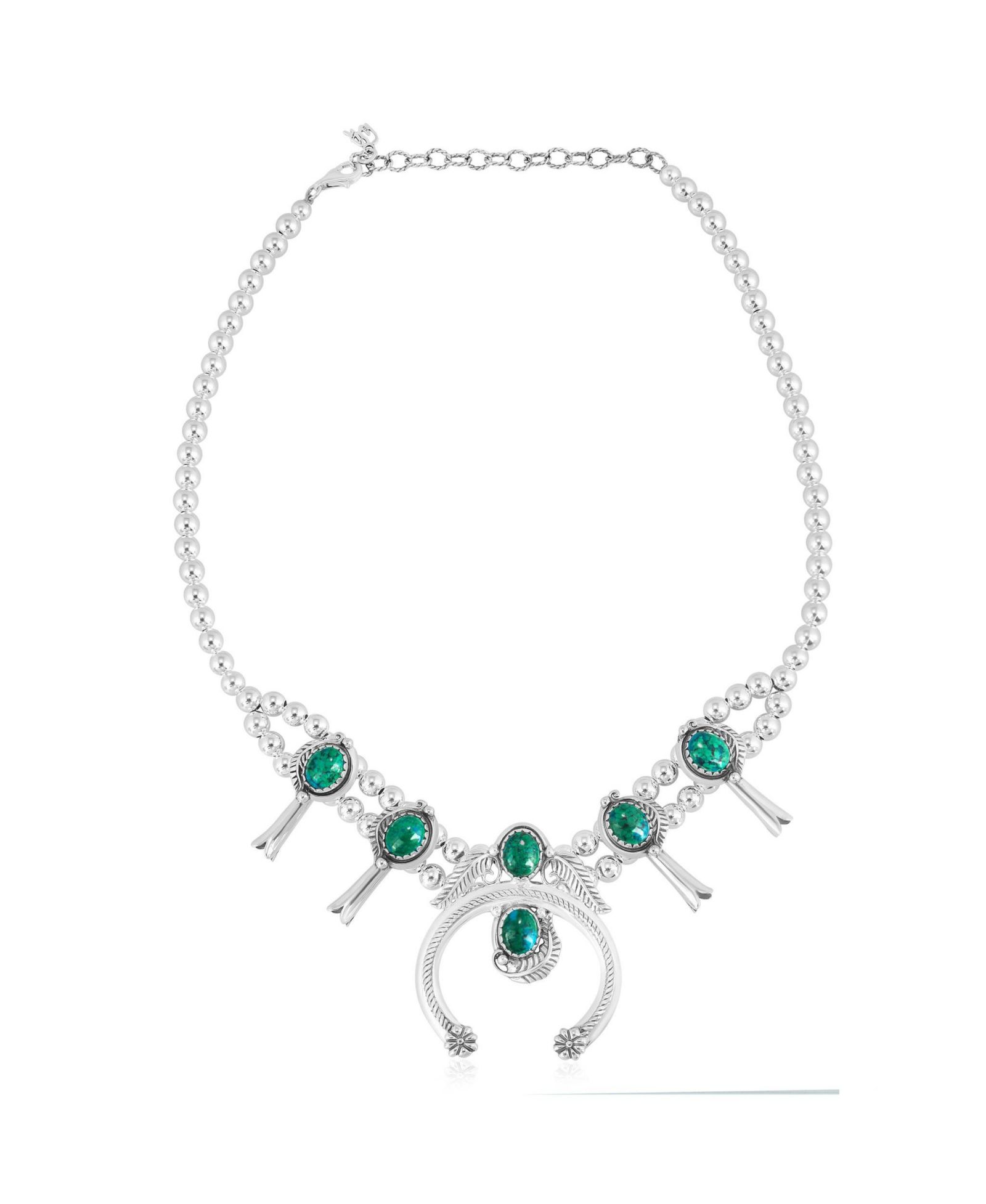 Ожерелье Sterling Chrysocolla Squash Blossom, 17"