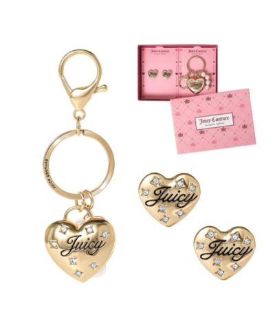 Набор брелок и серьги Juicy Couture Heart с кристаллами