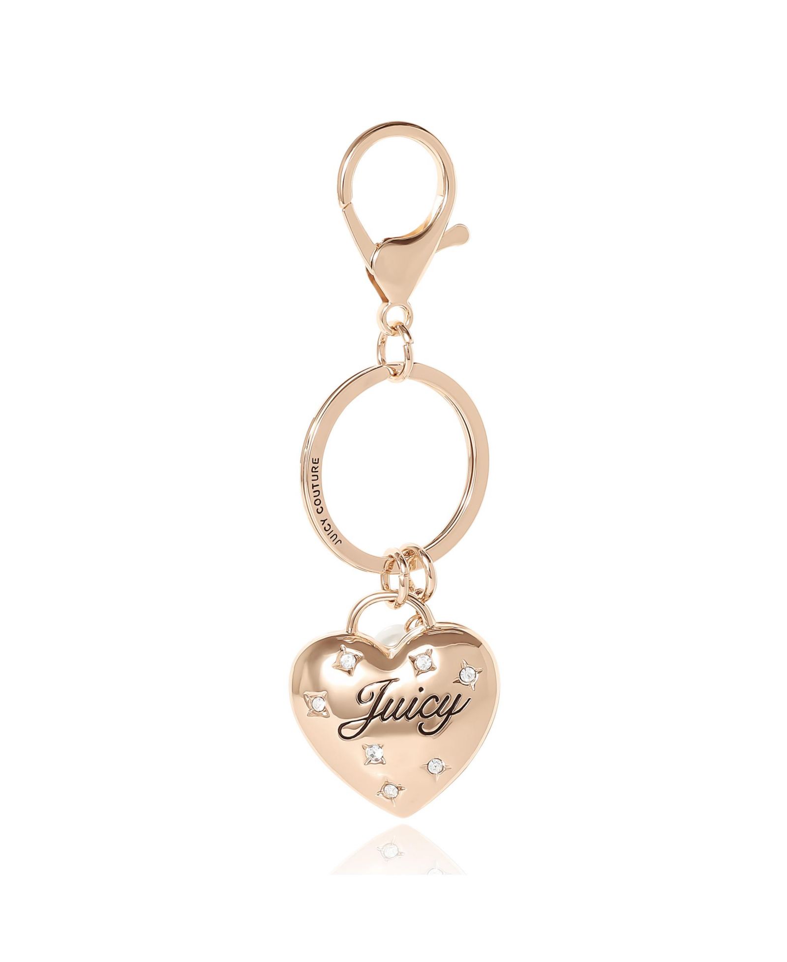 Juicy Couture Constellation Puffy Heart Keychain with Clear Crystals, Juicy Key Chain for Women