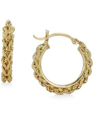 Heart Rope Chain Hoop 20mm Earrings in 14k Gold