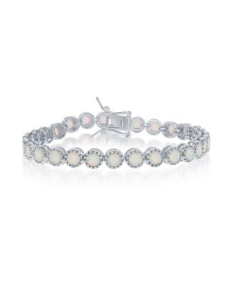 Браслет Sterling Round Synthetic Opal с бисерной окантовкой